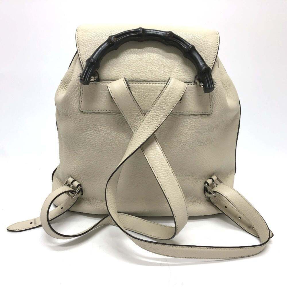 GUCCI White Leather Bamboo Backpack - Picture 2 of 16